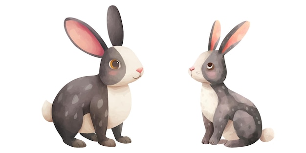 cute rabbit soft watercolour vector illustration