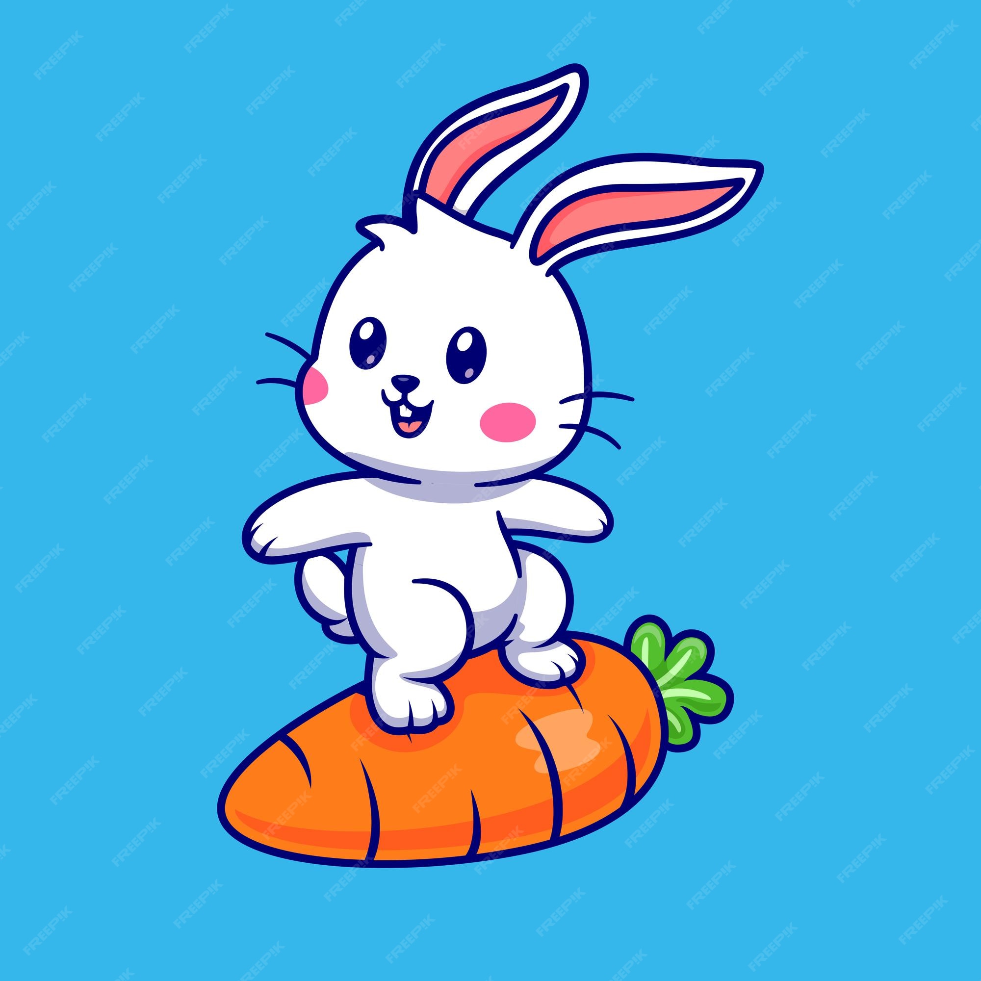 Premium Vector | Cute rabbit surfing with carrot cartoon vector icon illustration. animal nature icon isolated flat Premium Vector | Cute rabbit surfing with carrot cartoon vector icon illustration. animal nature icon isolated flat