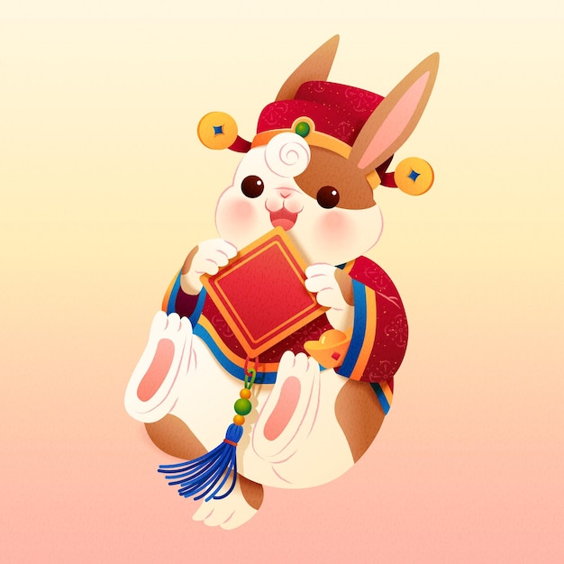 Cute rabbit in traditional costume