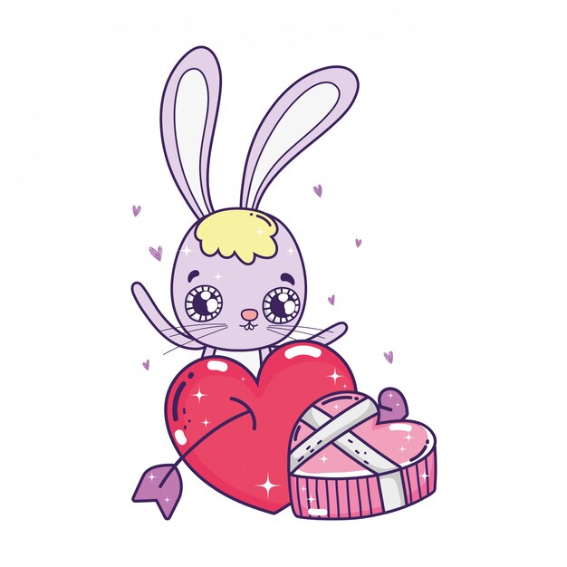 Cute rabbit valentines day card