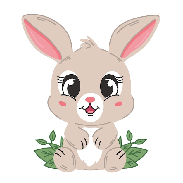 Vector cute rabbit vector illustration bunny logo cartoon character animal logo concept isolated