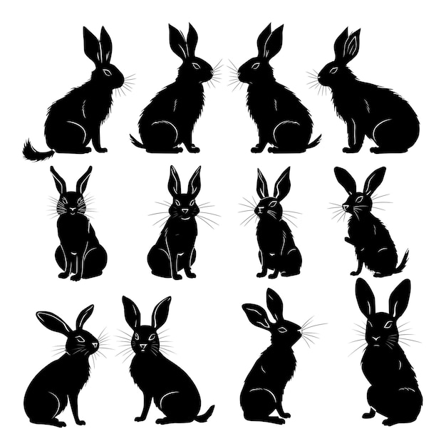 Vector cute rabbit vector silhouette