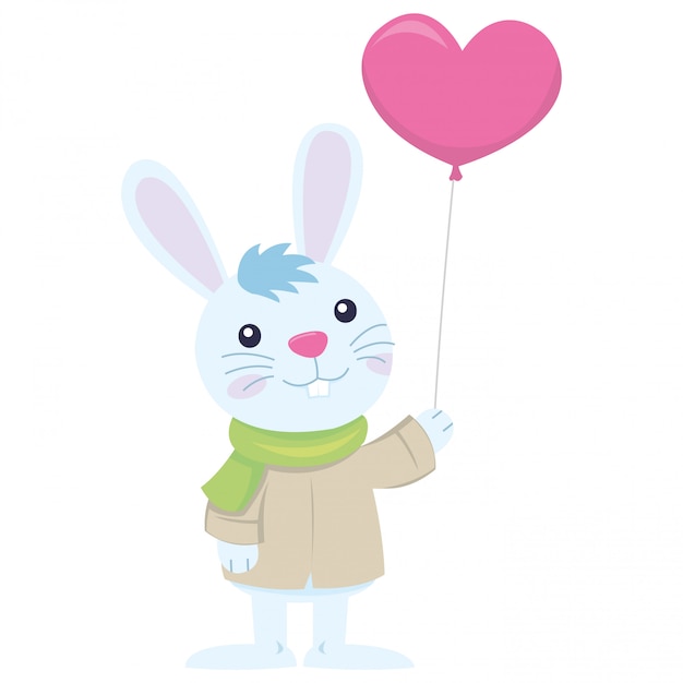 A cute rabbit waiting his partner in valentine day