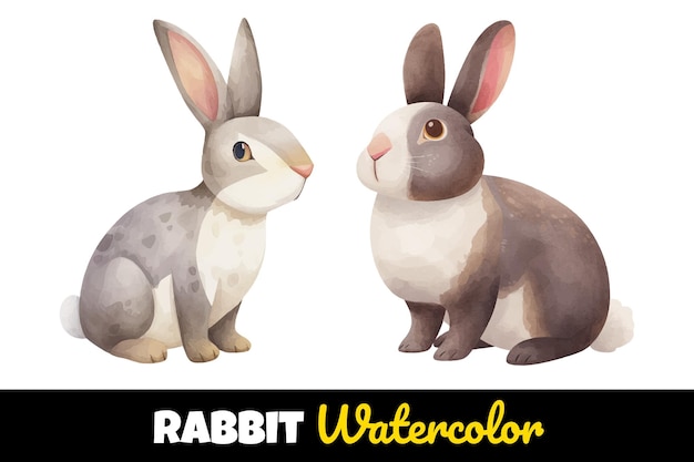 可愛いウサギの水彩のベクトルイラスト