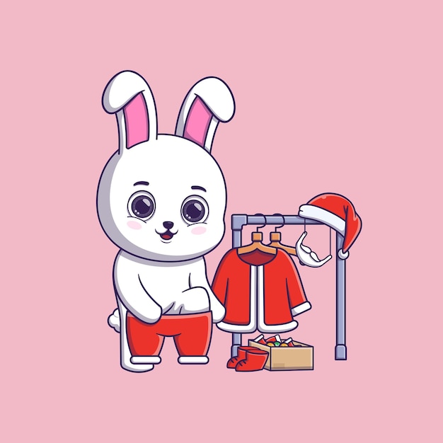 산타 복장을 한 귀여운 토끼