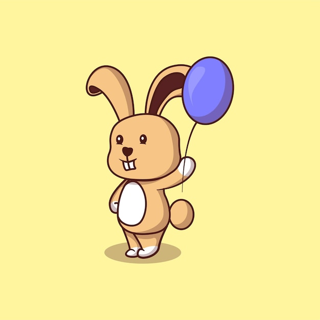 Cute rabbit with balloon cartoon illustration