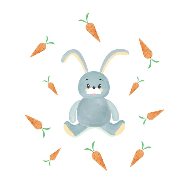 Cute rabbit with carrots