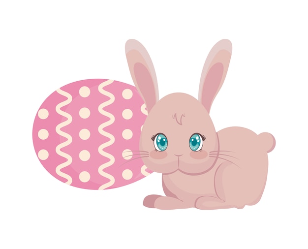 Cute rabbit with egg of easter