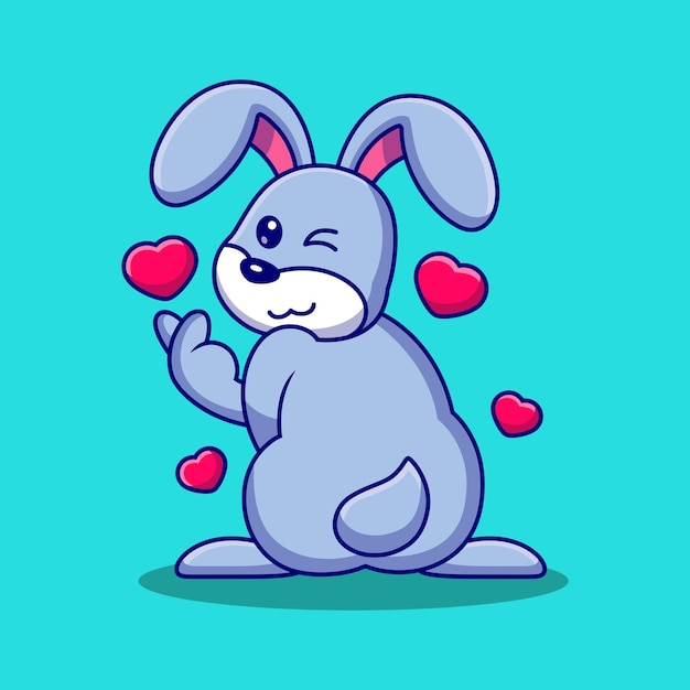 Cute rabbit with heart symbol cartoon Animal vector icon illustration isolated on premium vector