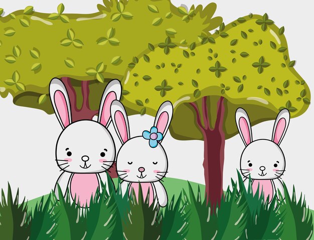 Vector cute rabbits cartoons