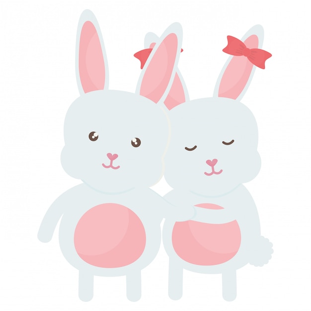 Cute rabbits characters icon