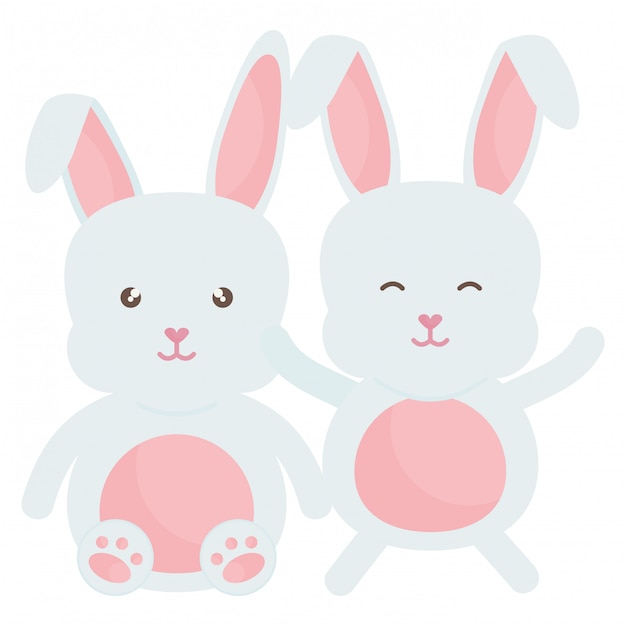 Симпатичные кролики персонажи значок