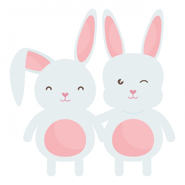 Cute rabbits characters icon