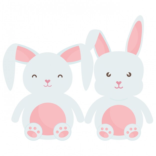 Cute rabbits characters icon