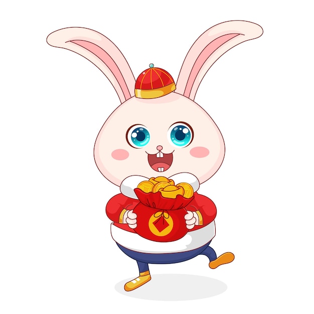 cute rabbits happy chinese new year