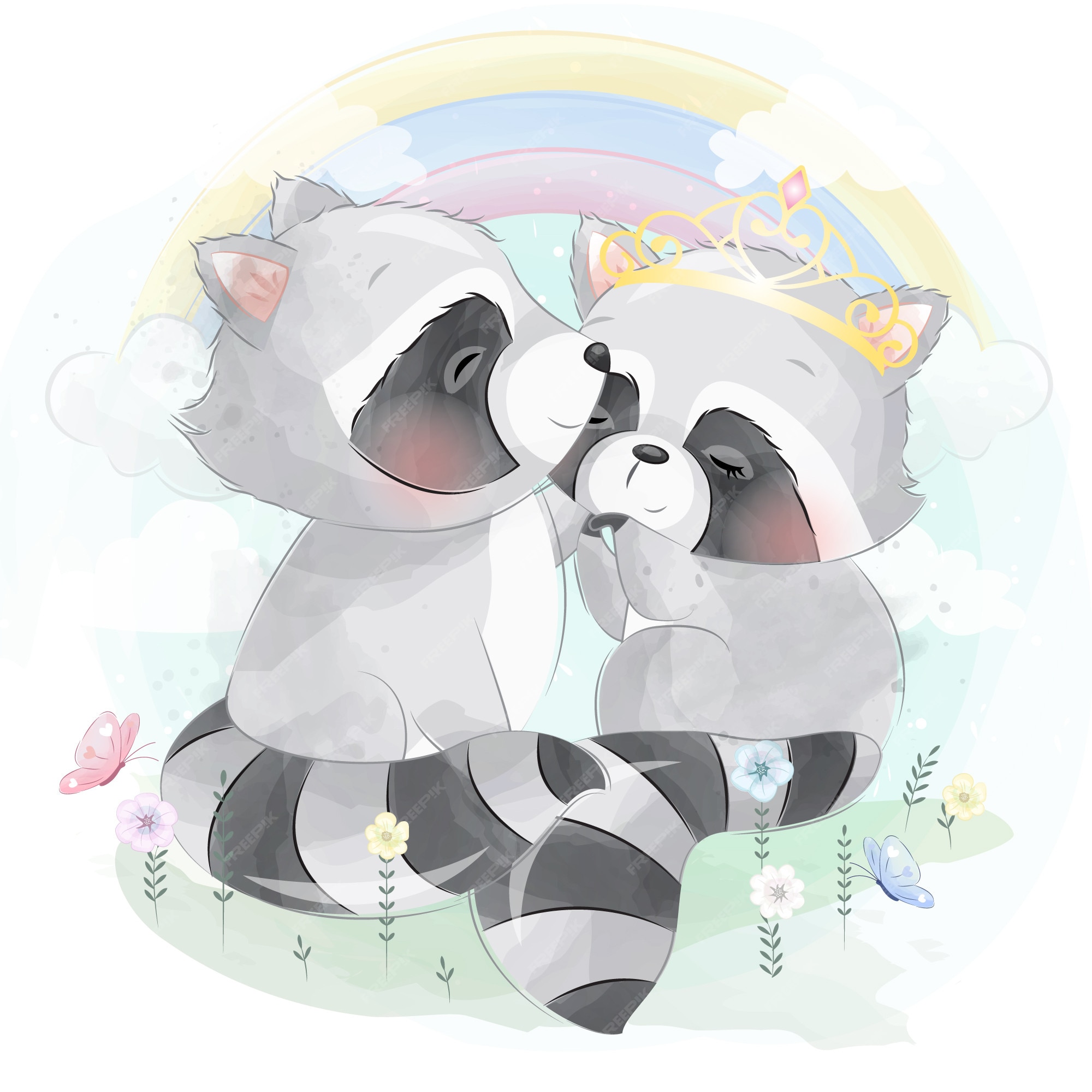Панда и енот любовь