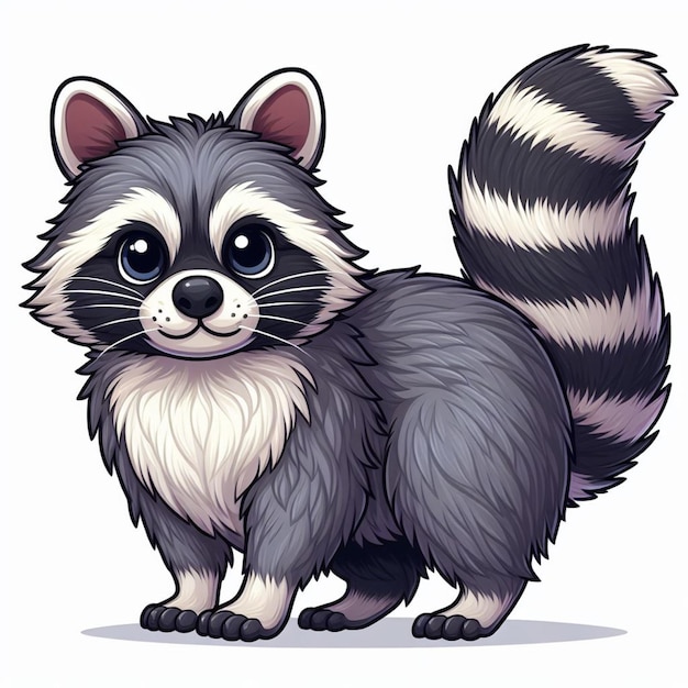 Cute Raccoon cartoon Vector Style white background