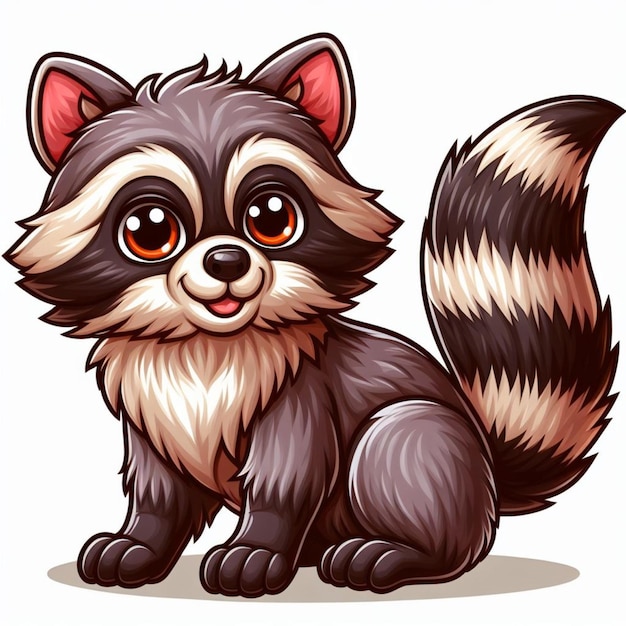 Cute Raccoon cartoon Vector Style white background