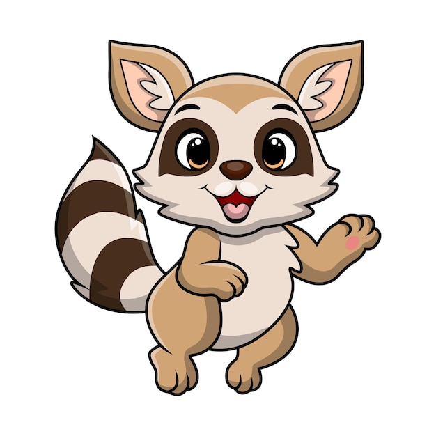 Vector cute raccoon cartoon on white background