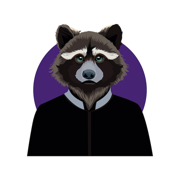 Vector cute raccoon character sad expression