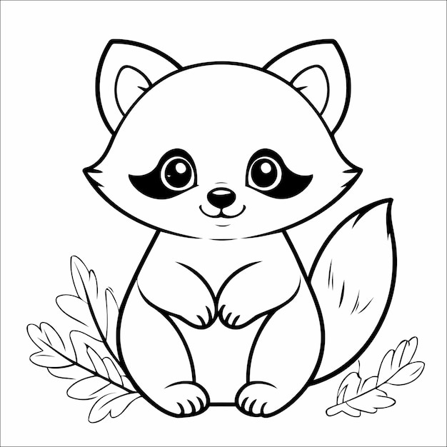 Cute Raccoon Coloring Page For Children