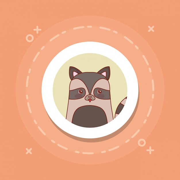 Vector cute raccoon in orange