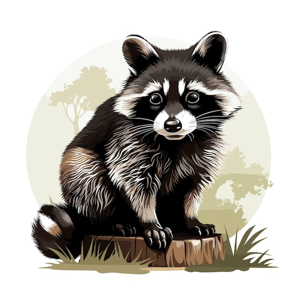 Cute Raccoon Vector Cartoon Art Illustratie Ontwerp