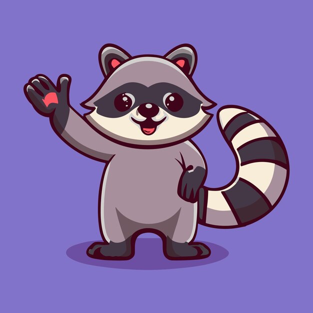 Vector cute raccoon vector illustration