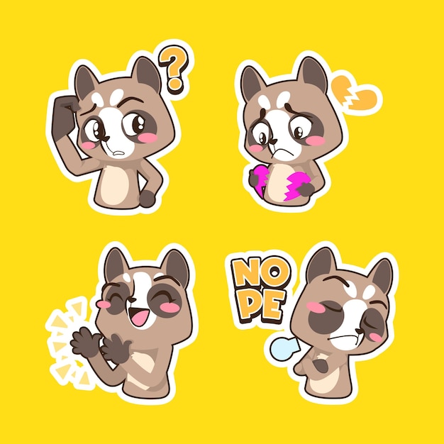 Cute raccoon vector set raccoon illustration