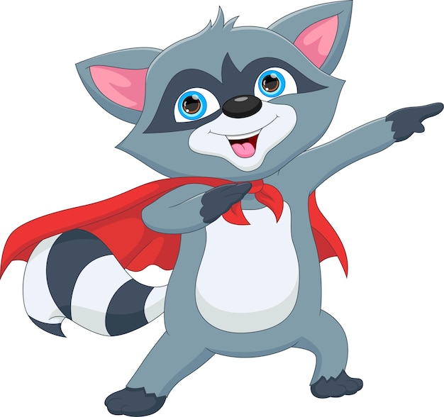 cute raccoon wearing superhero costume