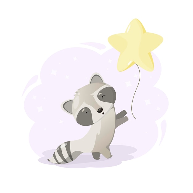 Cute raccoon with a balloon Cartoon design