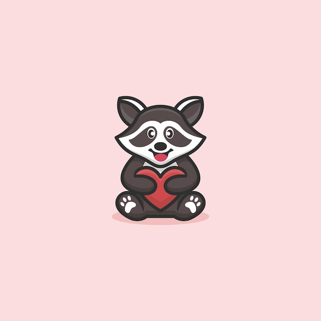 cute racoon concept logo design