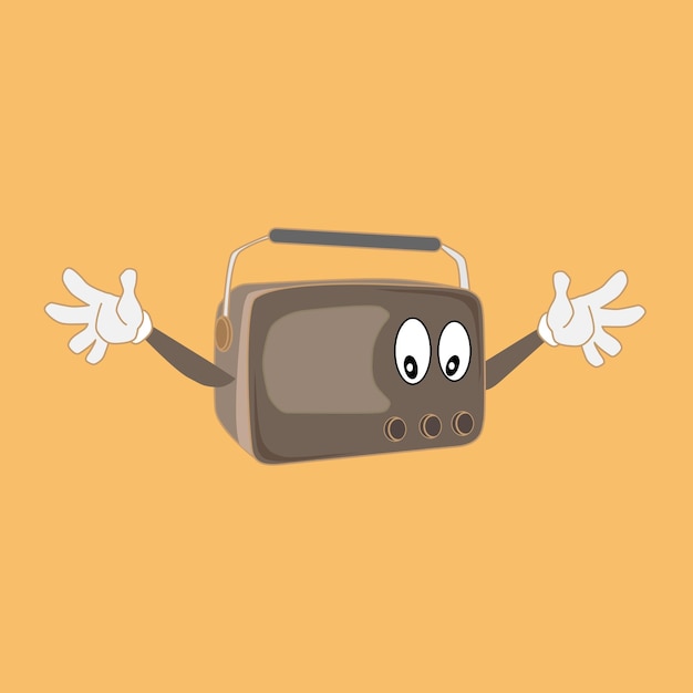 Cute radio cartoon mascot illustration vector icon