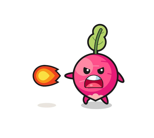 Cute radish mascot is shooting fire power