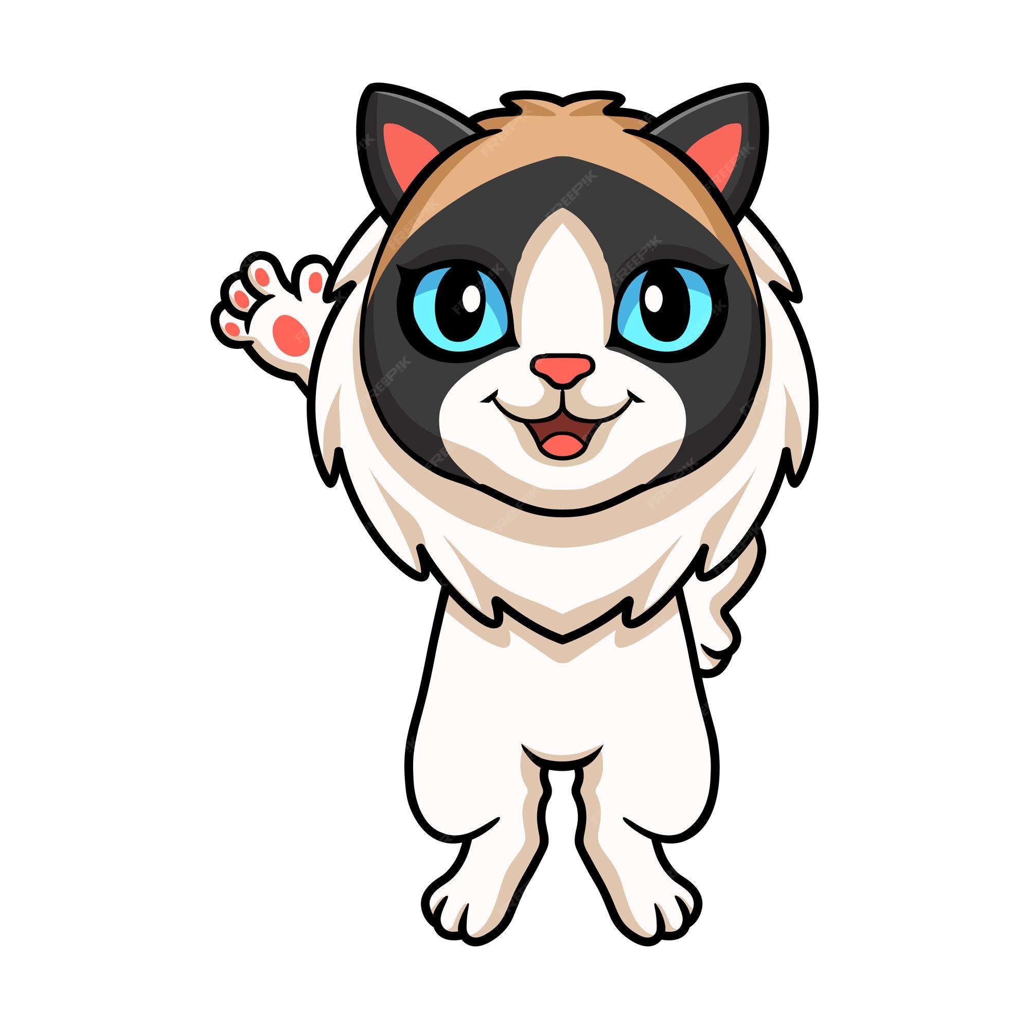 Premium Vector Cute Rag Doll Cat Cartoon Waving Hand premium-vector-cute-rag-doll-cat-cartoon-waving-hand