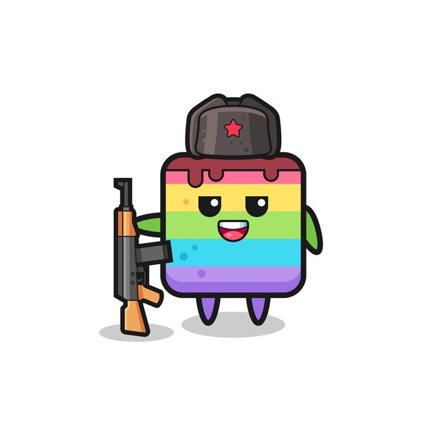 Cute rainbow cake cartoon as russian army cute design