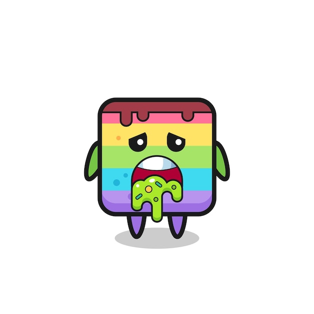 Vector the cute rainbow cake character with puke , cute style design for t shirt, sticker, logo element