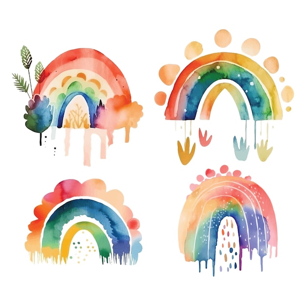 Cute rainbow illustration Decorative adorable doodle pattern