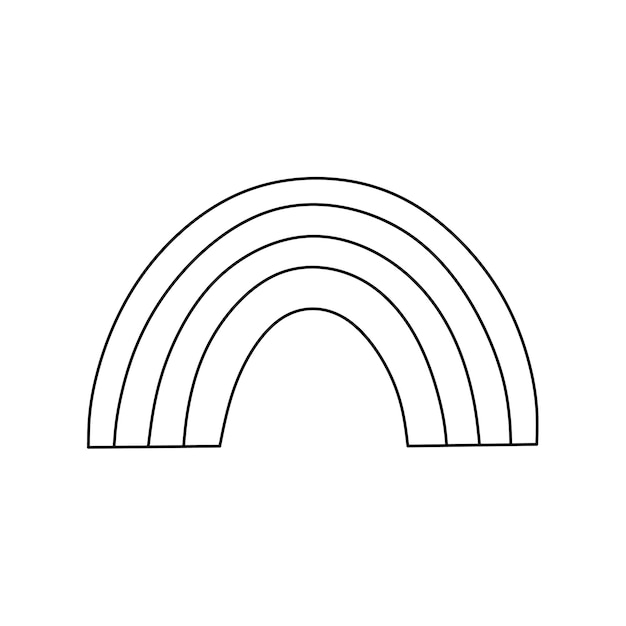 Carino arcobaleno isolato su sfondo bianco disegnato a mano doodle illustrazione