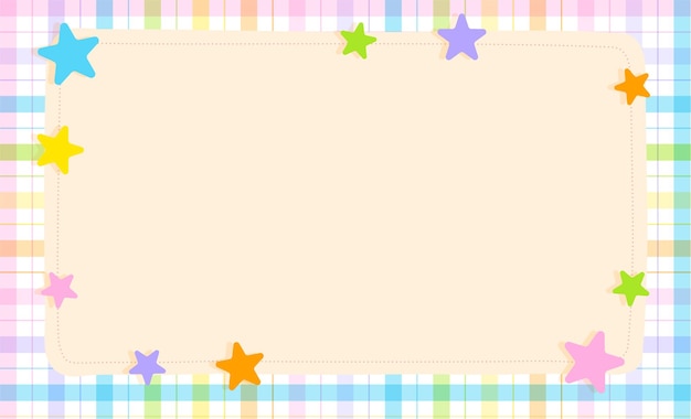 Vector cute rainbow pastel star space shine sparkle sky plaid gingham pattern paper background blank note