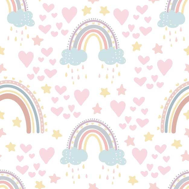 Vector cute rainbow seamless pattern digital paper