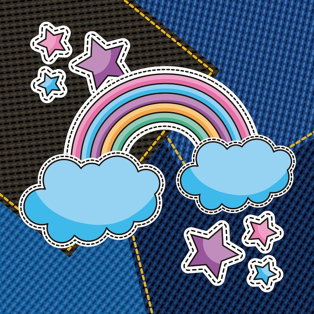 cute rainbow and stars patches 