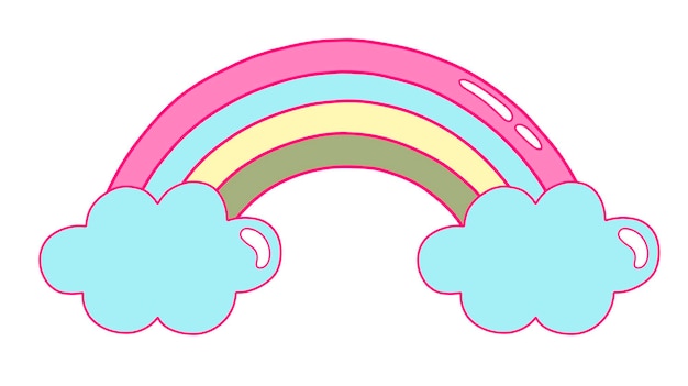 Premium Vector  Cute rainbow friends with clouds and inscription.