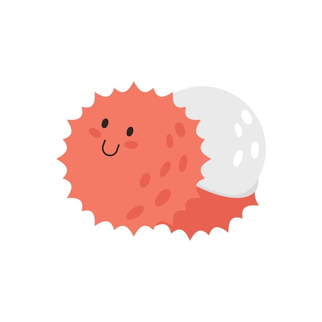 Cute rambutan vector fruit illustration sticker