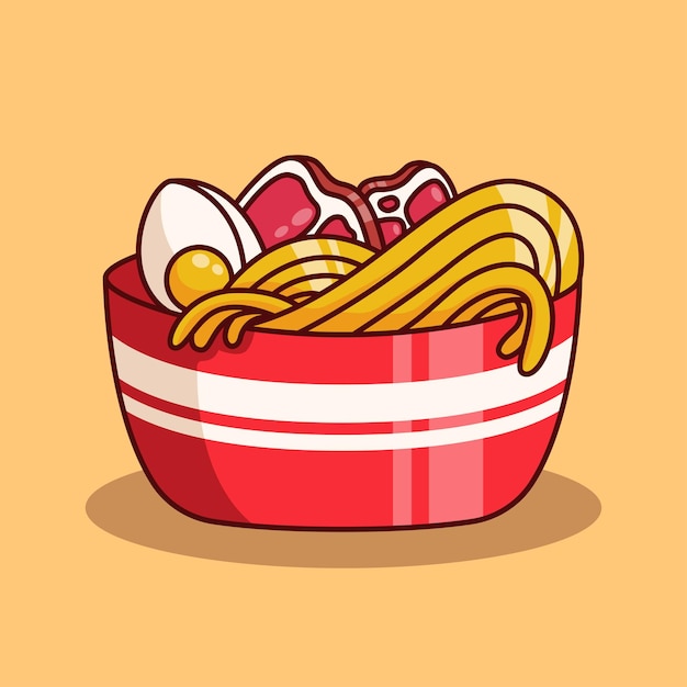 cute ramen noodle illustration in flat design