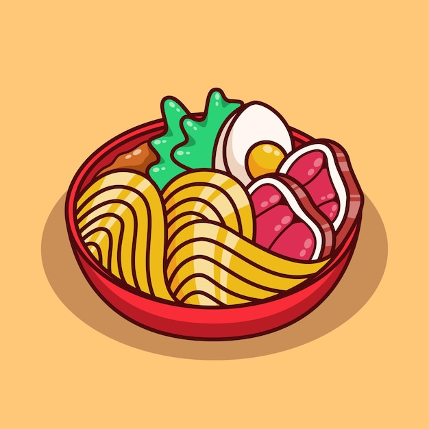 cute ramen noodle illustration in flat design