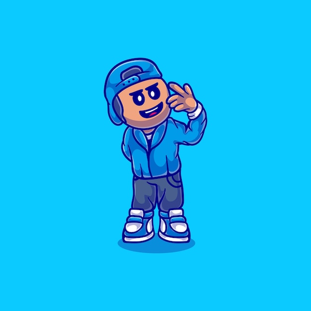 Vector cute rapper boy illustration