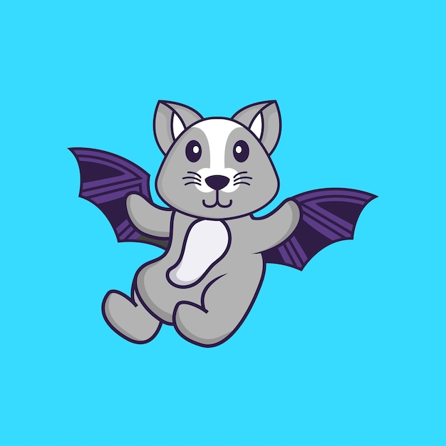 cute rat is flying with wings. animal cartoon concept isolated.