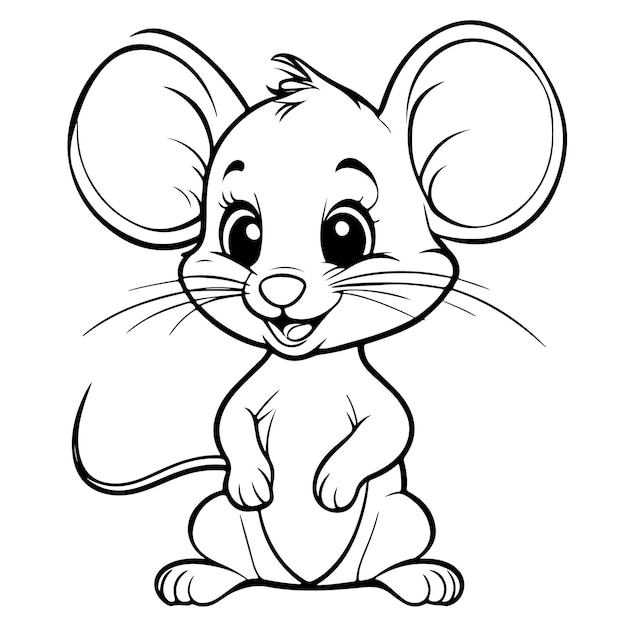 Vector cute rat line art sketch vector