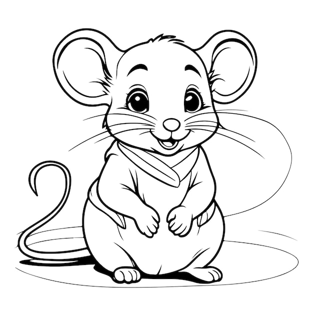 Vector cute rat line art sketch vector